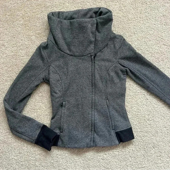 Lululemon Karmacollected Jacket Sweater Heathered Speckled Gray Black 6 W4F16S - Picture 6 of 16